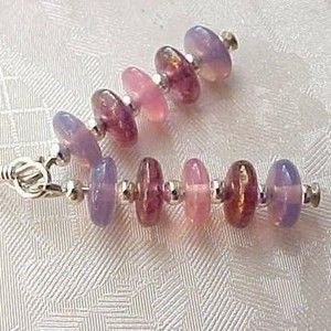 B2G1 Minimalist Stack Glass Disc Bead Earrings Pink Purple Dress Up Church Gifts
